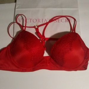 Victoria secret red push up bra 34B strappy back